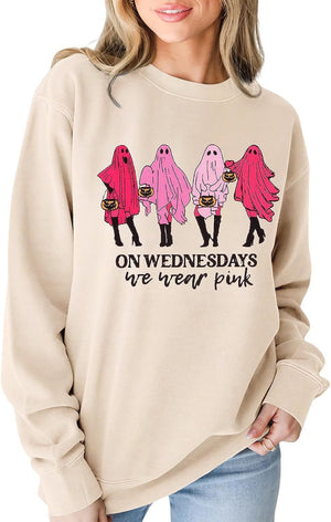 Women's On Wednesdays We Wear Pink Cotton Sweatshirt